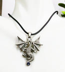 Ebros Blue Saphire Gem Tailed Tatsu Dragon Pendant Jewelry Necklace Lead Free