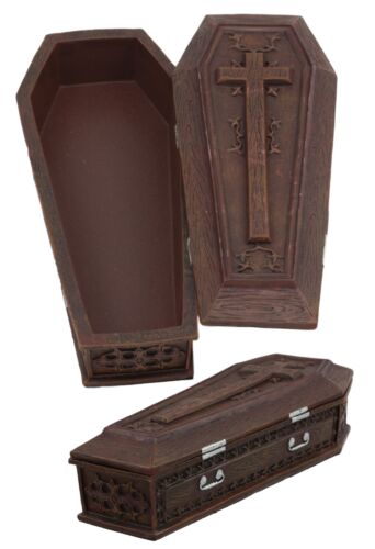 Vampire Dracula Coffin Jewelry Box Rest In Peace Casket Trinket Box Figurine 8"L