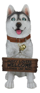 Ebros  Lifelike Pet Pal Siberian Husky Sled Dog Statue 13"H With Jingle Collar Sign