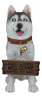 Ebros  Lifelike Pet Pal Siberian Husky Sled Dog Statue 13"H With Jingle Collar Sign