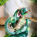 Adorable Green Earth Dragon Hatchling Baby Egg Shell Figurine 2.75"H Collectible