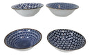 Ebros Made In Japan 4 Piece Geometry Ceramic Dining Rice Meal Soup Bowls 5.5"Diameter