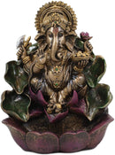 Ebros Hindu Lord Ganesha On Lotus Backflow Cone Incense Burner Statue 6" Tall