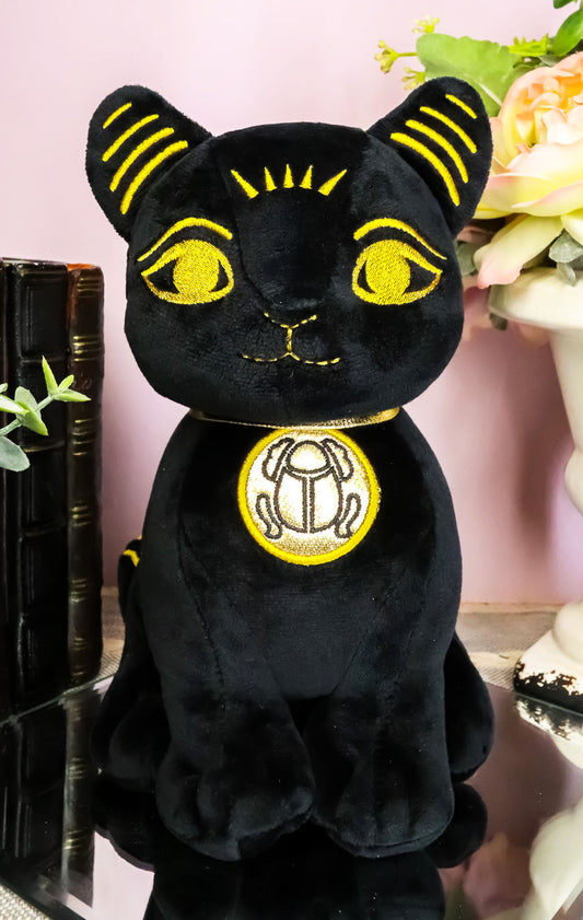 Egyptian Goddess Bastet Cat With Scarab Amulet Plush Toy Soft Doll Collectible
