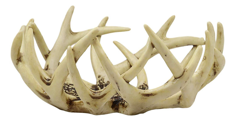Ebros Large 12"Dia Rustic Hunters Entwined Stag Deer Antlers Rack Fruit Display Basket