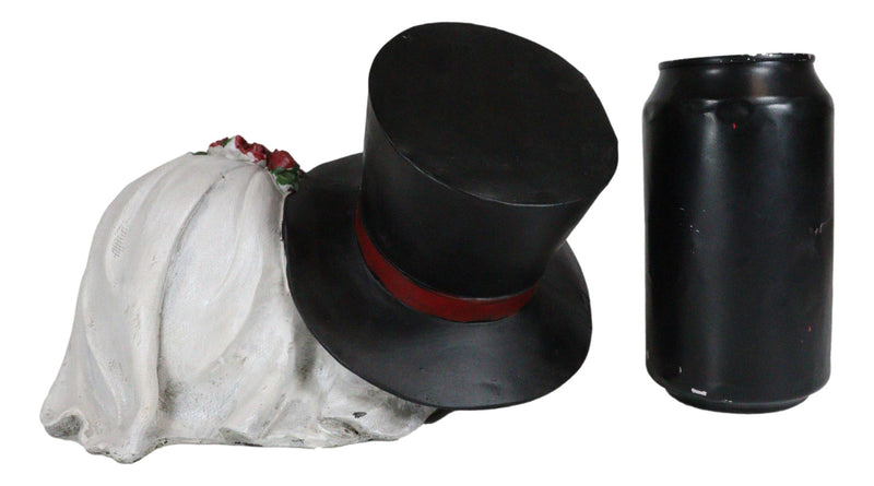 Love Never Dies Wedding Rose Bride And Top Hat Groom Skeleton Couple Figurine