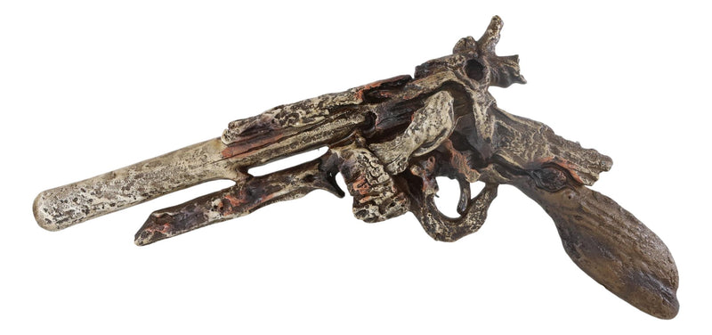 Rustic Western Faux Distressed Wood Six Shooter Revolver Gun Pistol Wall Decor