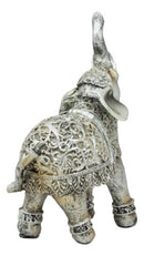 Ebros Silver Filigree Elephant Statue with Glass Mirrors 6" Tall Feng Shui Elephant Figurine Symbol of Wealth Fortune and Protection (Left Facing)