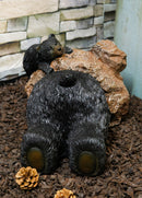 Ebros Large Whimsical Rustic Forest Black Bear Butt Stuck In Rock Hole With Cub Statue