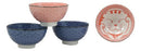 Japanese Lucky Cat Maneki Neko 4.5"D 11oz Colorful Porcelain Rice Bowls Set of 4