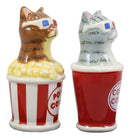 Ebros Funky Cats With Cinema 3D Glasses Sitting In Soda Pop Cup And Popcorn Tub At The Movies Salt And Pepper Shakers Set Ceramic Figurines Party Kitchen Tabletop Cat Decor Collectible - Ebros Gift