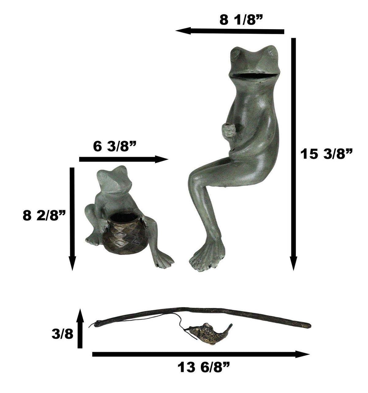 Ebros Large Verdi Green Aluminum Mama Frog and Baby Frog Fishing Garden Statue Bonding Time Whimsical Frog Themed Pond Patio Poolside Decorative Edge Sitter Sculpture Figurine