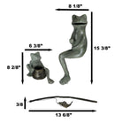 Ebros Large Verdi Green Aluminum Mama Frog and Baby Frog Fishing Garden Statue Bonding Time Whimsical Frog Themed Pond Patio Poolside Decorative Edge Sitter Sculpture Figurine