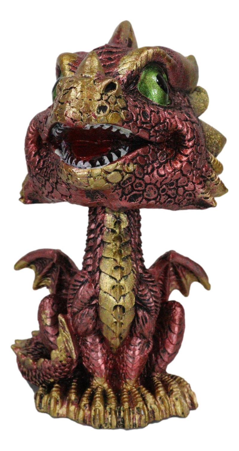 Set of 4 Whimsical Wyrmling Baby Dragons Sitting Naughty Bobblehead Figurines