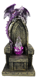 Medieval Purple Dragon On King's Landing Throne With LED Crystals Figurine