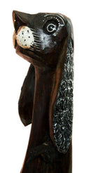 Balinese Wood Handicraft 3 Feet Large Silvered Ears Canine Hound Dog Set Statue