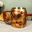 Golden Steampunk Detective Skull Coffee Mug Mechanical Gearwork Pipeline Design