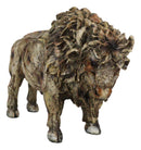 Native American Grassland Plains Wild Bison Buffalo Faux Wooden Resin Sculpture