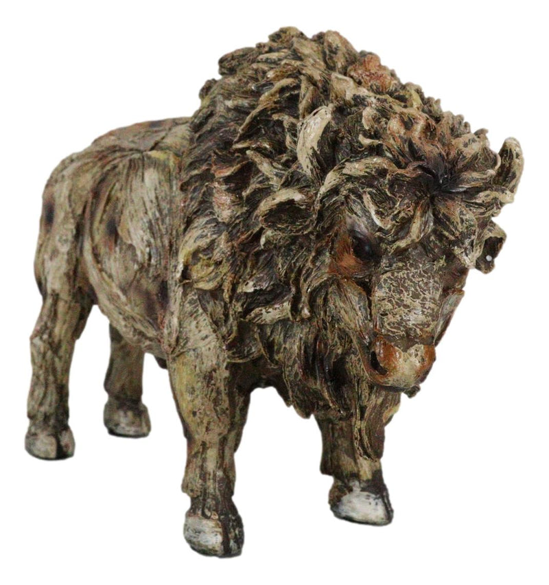 Native American Grassland Plains Wild Bison Buffalo Faux Wooden Resin Sculpture