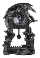 Large Gothic Smaug Dragon Overlord Guarding Castle Pendulum Table Clock Statue