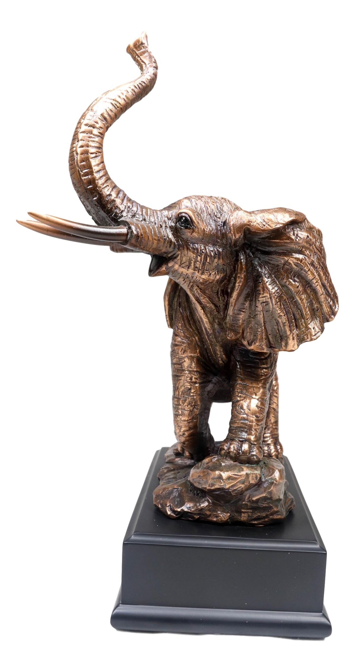 Ebros Safari Elephant Trumpeting Bronze Electroplated Figurine With Base 10.75"H - Ebros Gift