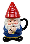 Ebros Mr Gnome Eating Cookie Lidded Ceramic Mug Coffee Cup Home Kitchen Decor