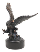 Wings of Glory Bald Eagle Swooping Over Stormy Ocean Waves Electroplated Statue