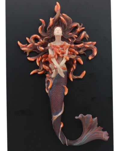Sheila Wolk Metamorphosis Statue Mermaid With Goldfish Hair Easel Back Plaque - Ebros Gift