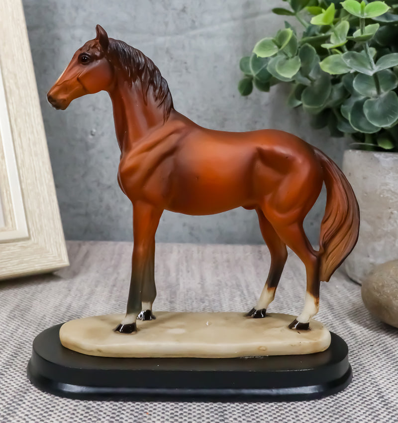 Thoroughbred Pride Brown Chestnut Race Horse Statue Model Steed Desktop Figurine