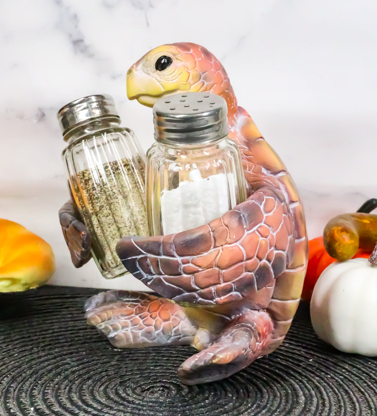 Slowly Seasoned Nautical Ocean Sea Turtle Salt Pepper Shakers Holder Figurine - Ebros Gift