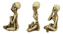 Gothic Necromancy Magic See Hear Speak No Evil Bony Skeleton Figurines Set Of 3