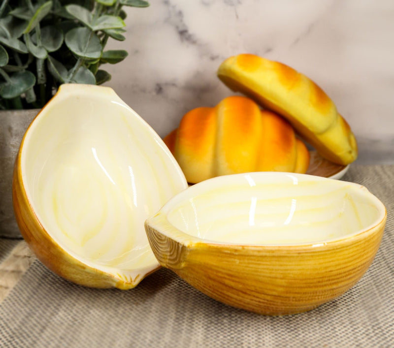 Ebros Yellow Onions Design Small Ceramic Serving Sauce Dipping Bowls Set of 2