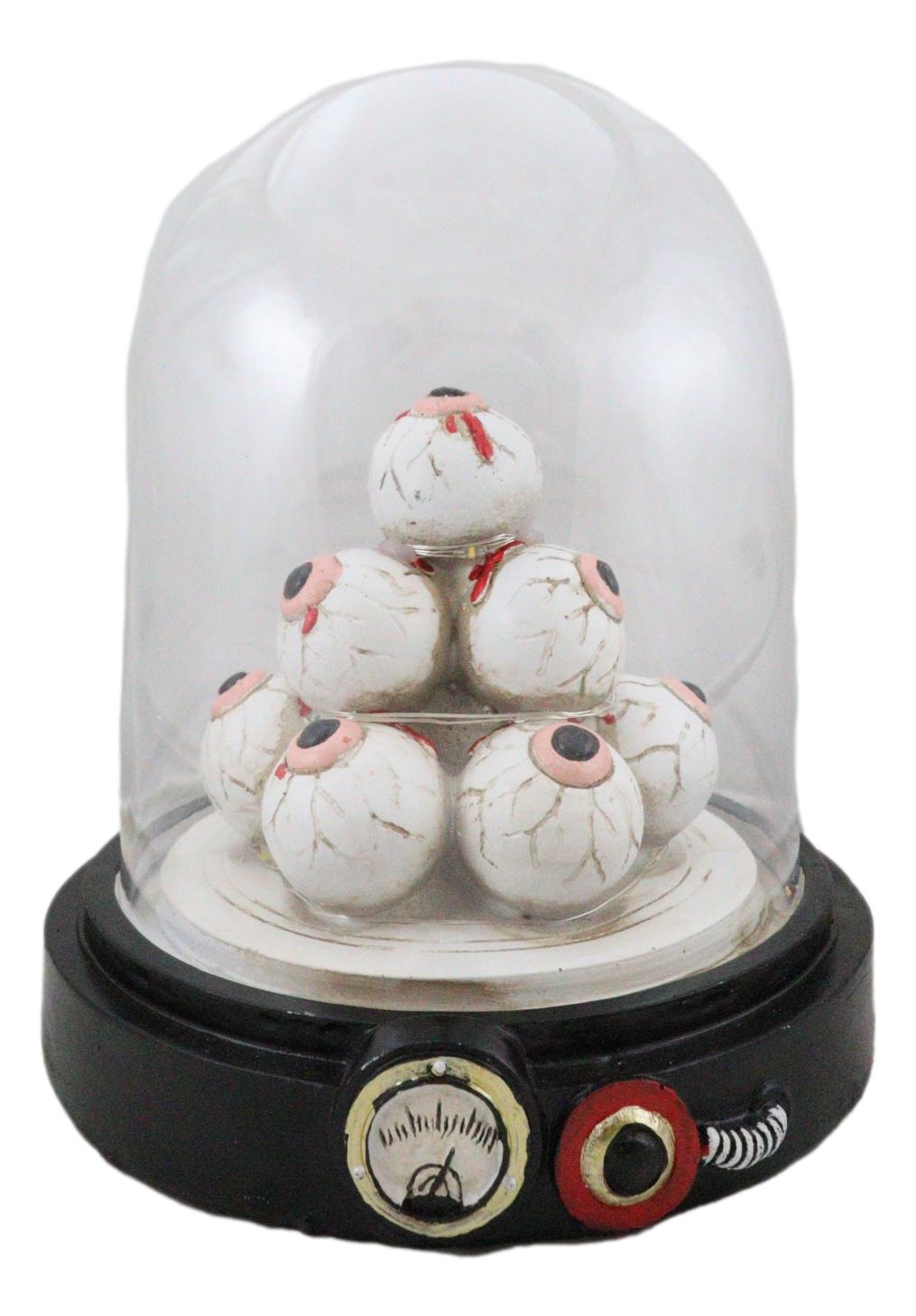 Occult Wicca Witchcraft Eyeballs Mound of Eyes In LED Light Cloche Glass Dome