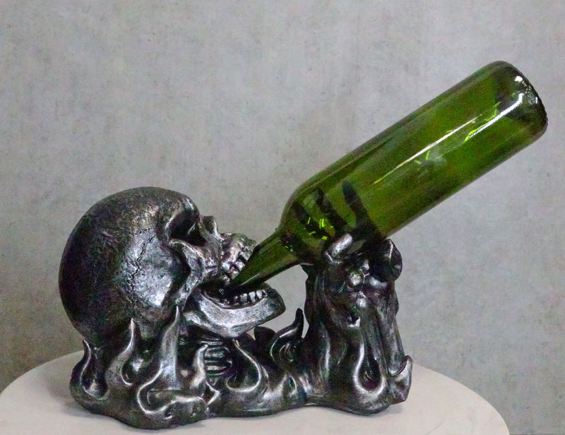 Dead Rising Skull Hell's Booze Ghost Rider Flame Skeleton Wine Holder Figurine