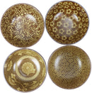 Ebros Made in Japan Tan Floral Ochawan Rice Soup Salad Porcelain Bowls Set of 4