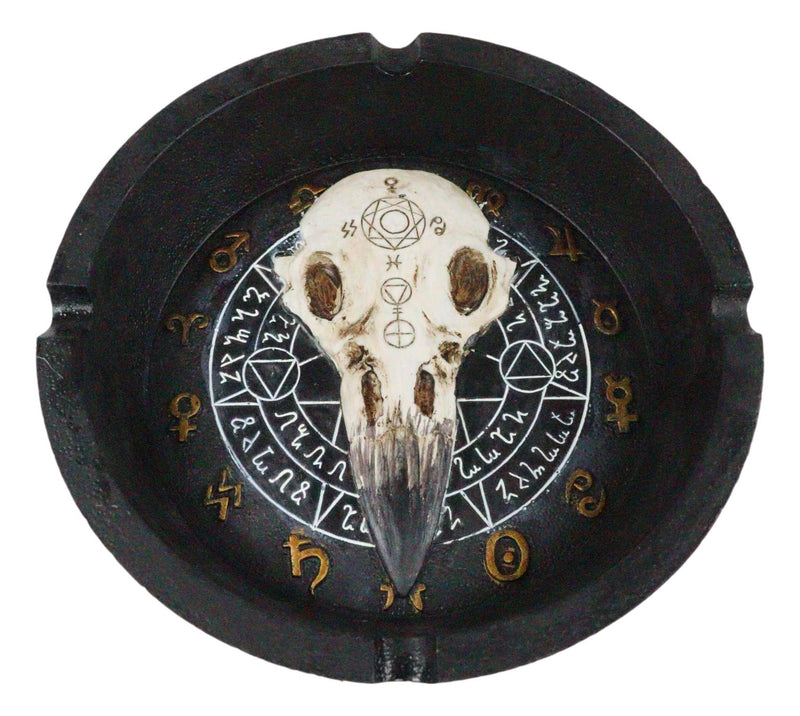Ebros Occult Pentagram Moon Wheel Of The Year Horoscope Raven Skull Ashtray Figurine