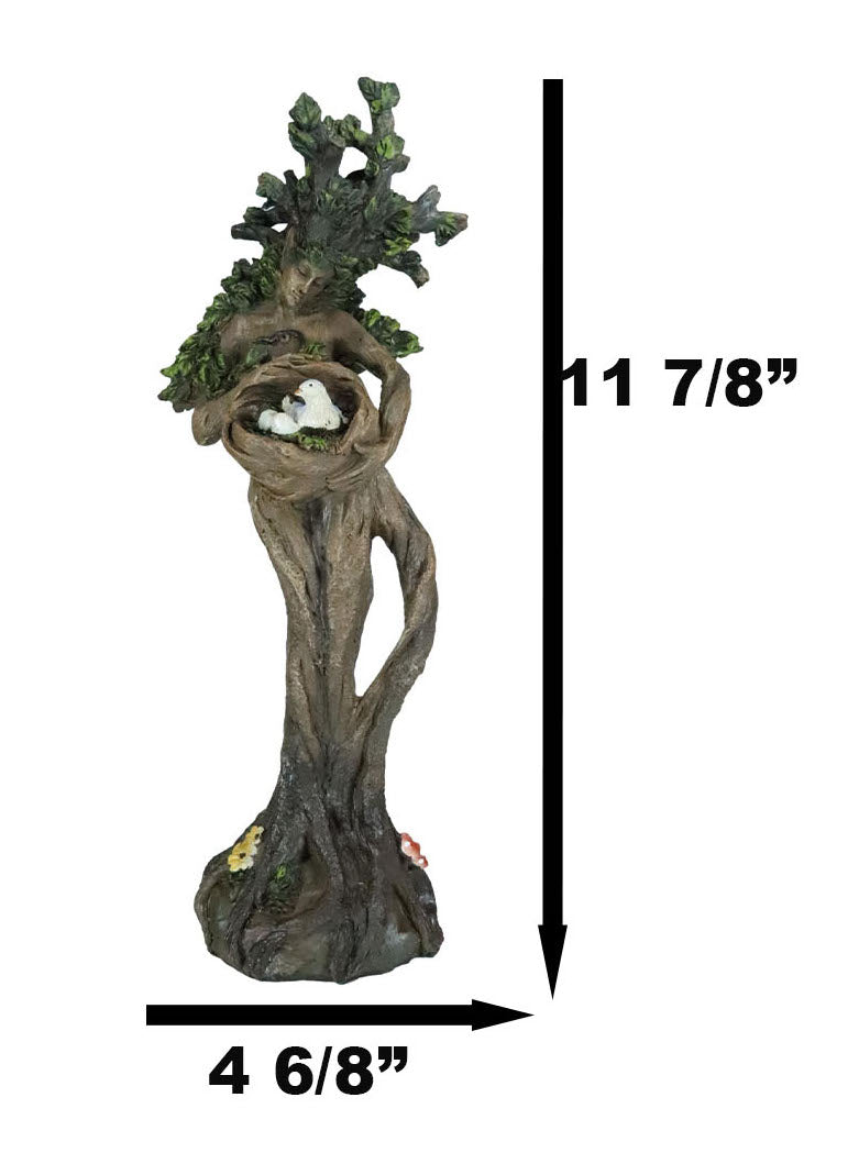 Tree Woman Gaia Dryad Ent Native Earth Goddess Hugging Nest With Birds Figurine