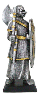 Suit Of Armor Medieval Knight With Axe And Large Dragon Shield Mini Figurine