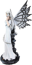 Ebros Large 21" Tall Winter Fairy with Baby Dragon Wyrmling Statue Fantasy Decor