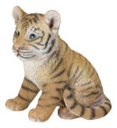 Ebros 9.25"H Realistic Bengal Orange Tiger Cub Statue With Glass Eyes Jungle Tigers