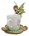 Ebros Fantasy Pixie Beverage Teacup Fairy Standing On Flower Saucer Display Stand Holder Statue with Dream Eden Coffee Mug Set for Whimsical Tea Party Decor Accent of Fairies Nymphs Pixies (Green)
