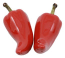 Mexican Large Juicy Red Jalapeno Chili Peppers Ceramic Salt Pepper Shakers Set