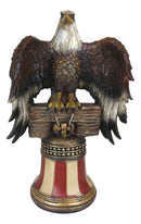 Independence Day American Glorious Bald Eagle Perching On Liberty Bell Figurine