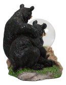 Ebros Rustic American Papa & Mama Black Bears W/ Cubs Small Glitter Water Globe