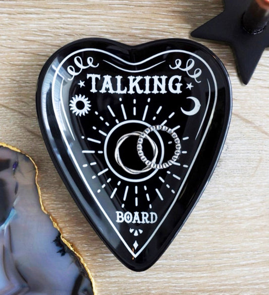 Ouija Talking Spirit Board Planchette Heart Bone China Trinket Jewelry Dish - Ebros Gift