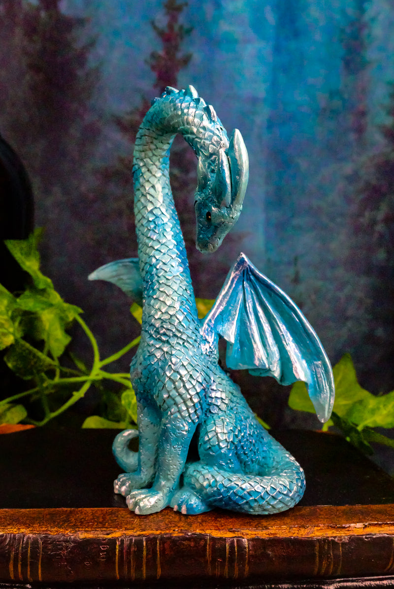 Ebros Valentine Cupid Love Blue Dragon Figurine 5.5"Tall Romantic Male Dragon