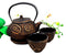 Ebros Gift Japanese Dark Rich Gold In Coin Money Pattern Heavy Cast Iron Tea Pot With Trivet and Cups Set Serves 2