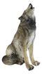 Large Wildlife Sitting Alpha Wolf Howling At The Moon Statue Decor 33.25" Tall