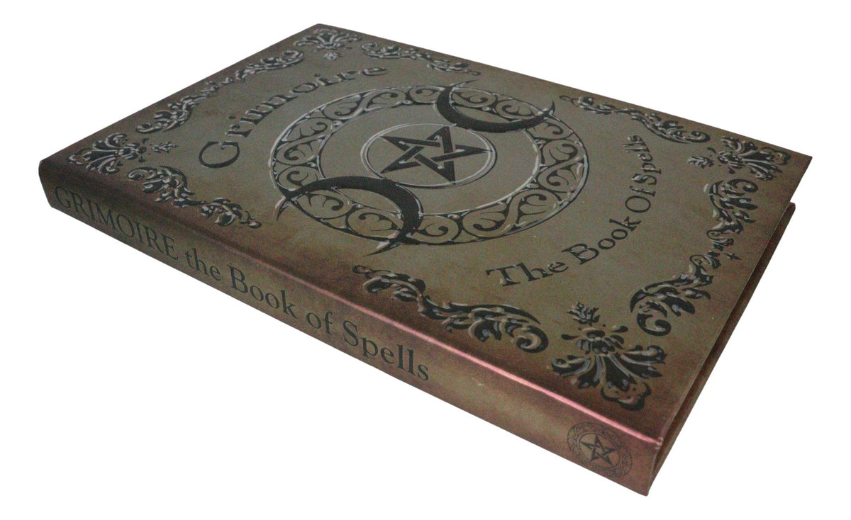 Grimoire Book Of Spells Triple Moon Pentagram Blank Page Hardcover Journal Book - Ebros Gift