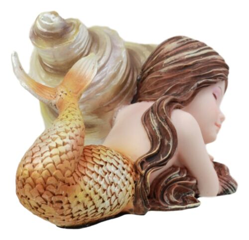 Ebros Under The Sea Young Mermaid Resting by Snail Sconce Shell Figurine
